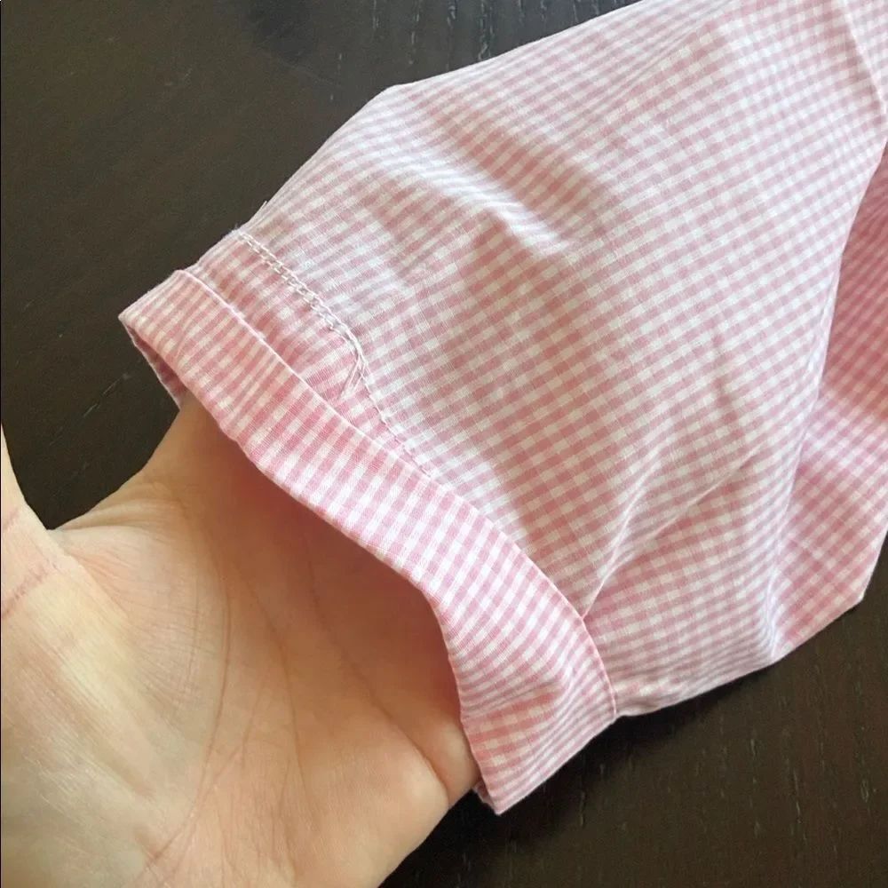 Anne Fontaine Pink Checkered Ruffle Blouse - Picture 4 of 5